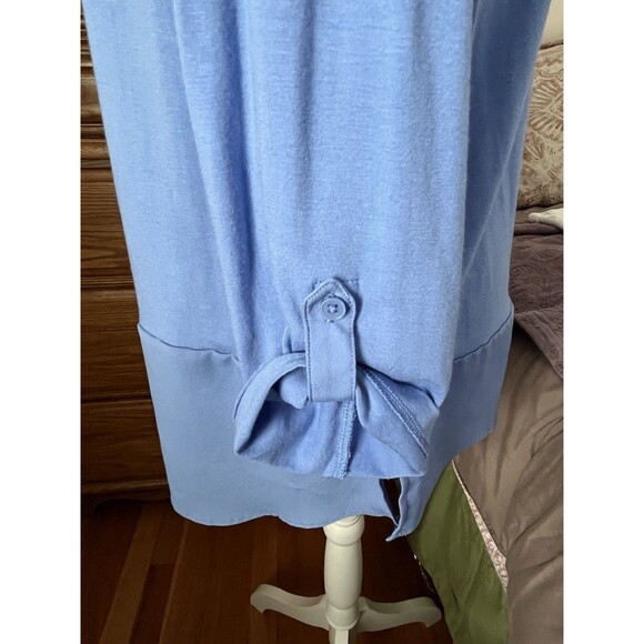 Chico's Women's Tunic Size 1 Blue Round Neck Stretch 3/4 Roll Up Sleeve Top - Picture 5 of 7
